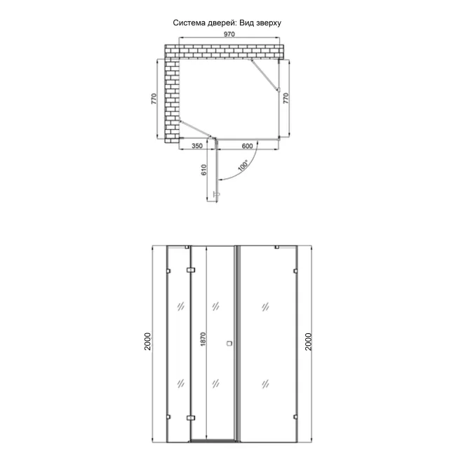 Душова кабіна Qtap Capricorn CRM1018RC6 100х80 см, скло Clear 6 мм, CalcLess, без піддона 2 Душова кабіна Qtap Capricorn CRM1018RC6 100х80 см, скло Clear 6 мм, CalcLess, без піддона 2
