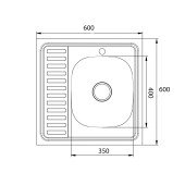 Кухонна мийка Lidz 6060-R 0,6 мм Satin (LIDZ6060RSAT06)