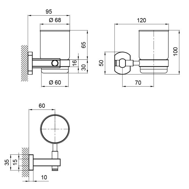 Склянка з тримачем Qtap Liberty настінна QTLIBBLM1158 Black 2