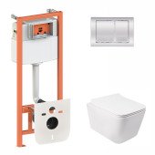 Готове рішення Qtap для ванної кімнати: підвісний унітаз Crow Rimless + комплект інсталяції Nest 4 в 1 (квадратна клавіша Chrome) Готове рішення Qtap для ванної кімнати: підвісний унітаз Crow Rimless + комплект інсталяції Nest 4 в 1 (квадратна клавіша Chrome)