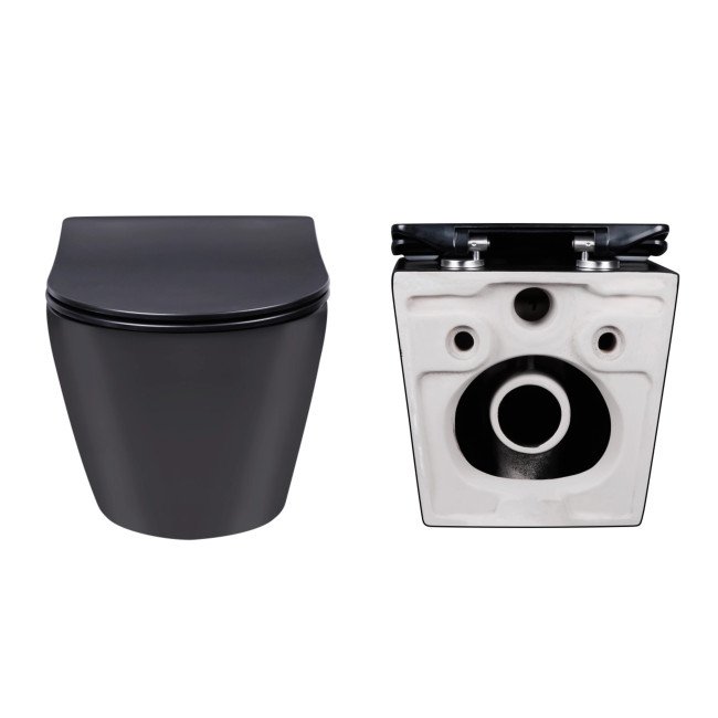 Готове рішення Qtap для ванної кімнати: підвісний унітаз Robin Rimless + комплект інсталяції Nest 4 в 1 (кругла клавіша Black mat) Готове рішення Qtap для ванної кімнати: підвісний унітаз Robin Rimless + комплект інсталяції Nest 4 в 1 (кругла клавіша Black mat)