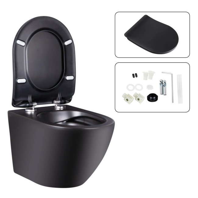 Готове рішення Qtap для ванної кімнати: підвісний унітаз Robin Rimless + комплект інсталяції Nest 4 в 1 (кругла клавіша Black mat) Готове рішення Qtap для ванної кімнати: підвісний унітаз Robin Rimless + комплект інсталяції Nest 4 в 1 (кругла клавіша Black mat)