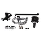 Змішувач для ванни Qtap Grand з поворотним виливом (з душовим гарнітуром) QTGRABCR005 Chrome/Black Змішувач для ванни Qtap Grand з поворотним виливом (з душовим гарнітуром) QTGRABCR005 Chrome/Black