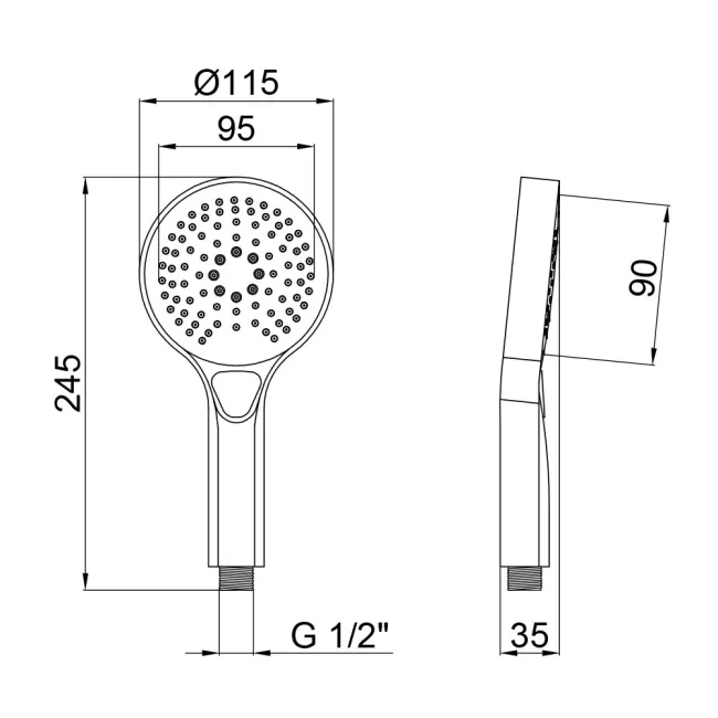 Лійка для ручного душу Qtap Rucni 120 мм округла QTRUCA115O3KCW Chrome 2 Лійка для ручного душу Qtap Rucni 120 мм округла QTRUCA115O3KCW Chrome 2