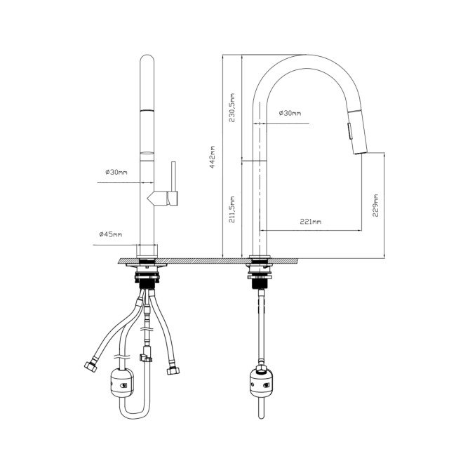 Змішувач для кухні Qtap Lenicka з висувним виливом QTLEN9138103UC Chrome 2