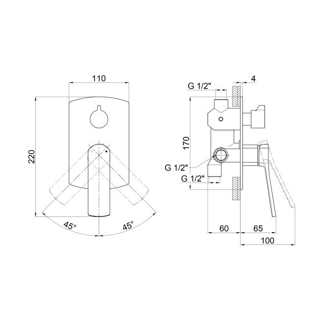 Змішувач для душу Qtap Slavonice прихованого монтажу на два споживача QTSLV6242103C Chrome Змішувач для душу Qtap Slavonice прихованого монтажу на два споживача QTSLV6242103C Chrome