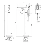 Змішувач для ванни Qtap Podlaha підлоговий (з душовим гарнітуром) QT19103VDC Chrome