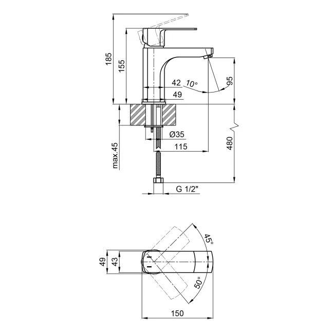 Змішувач для раковини Qtap Lipno QTLIPNO1023101G Graphite 2 Змішувач для раковини Qtap Lipno QTLIPNO1023101G Graphite 2