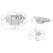 Кухонна мийка з додатковою чашею Lidz 1000x500/225 GRA-09 (LIDZGRA091000500225)