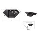 Кухонна мийка з додатковою чашею Lidz 1000x500/225 GRF-13 (LIDZGRF131000500225)