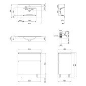 Комплект Qtap Albatross 810х825х460 White тумба підлогова +  раковина урізна  QT0171TN800D3080CW