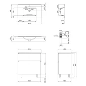 Комплект Qtap Albatross 810х825х460 White тумба підлогова +  раковина урізна  QT0171TN800D3080CW