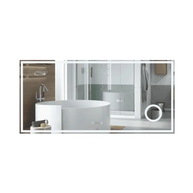 Дзеркало Qtap Stork 1400х700 з LED-підсвічуванням Touch, лінза, цифровий годинник, димер, рег. яскравості QT1578142270140W Дзеркало Qtap Stork 1400х700 з LED-підсвічуванням Touch, лінза, цифровий годинник, димер, рег. яскравості QT1578142270140W