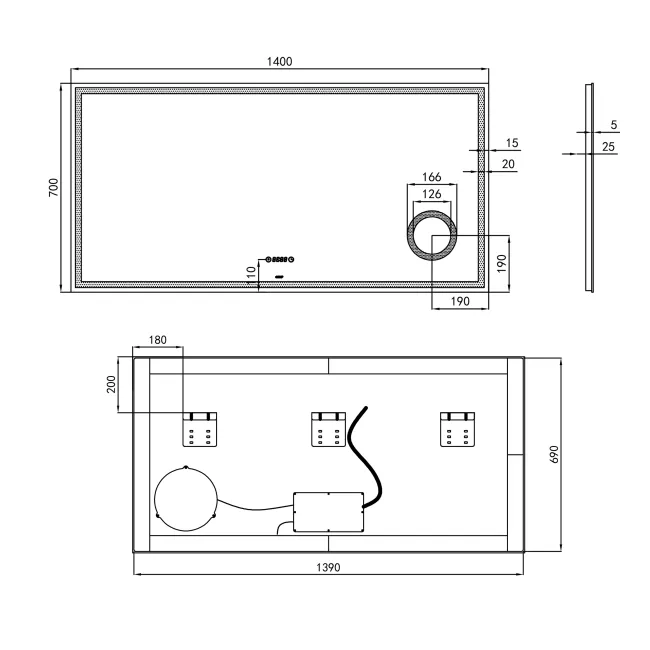 Дзеркало Qtap Stork 1400х700 з LED-підсвічуванням Touch, лінза, цифровий годинник, димер, рег. яскравості QT1578142270140W 2 Дзеркало Qtap Stork 1400х700 з LED-підсвічуванням Touch, лінза, цифровий годинник, димер, рег. яскравості QT1578142270140W 2