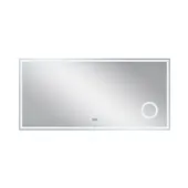 Дзеркало Qtap Stork 1400х700 з LED-підсвічуванням Touch, лінза, цифровий годинник, димер, рег. яскравості QT1578142270140W
