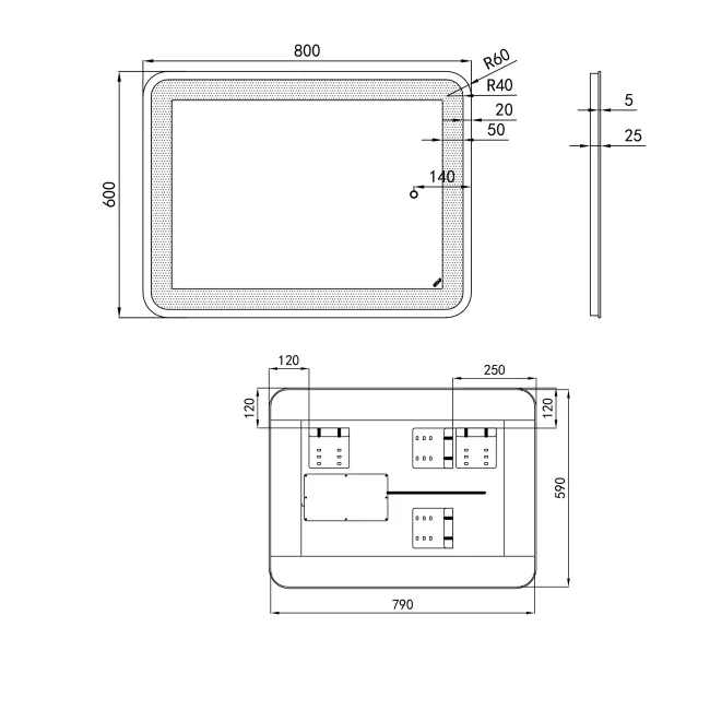 Дзеркало Qtap Swan 800х600 з LED-підсвічуванням Touch, димер, рег. яскравості Reverse QT167814146080W 2 Дзеркало Qtap Swan 800х600 з LED-підсвічуванням Touch, димер, рег. яскравості Reverse QT167814146080W 2