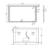 Дзеркало Qtap Leo 1200х700 з LED-підсвічуванням Touch, димер, рег. яскравості QT1178141870120W