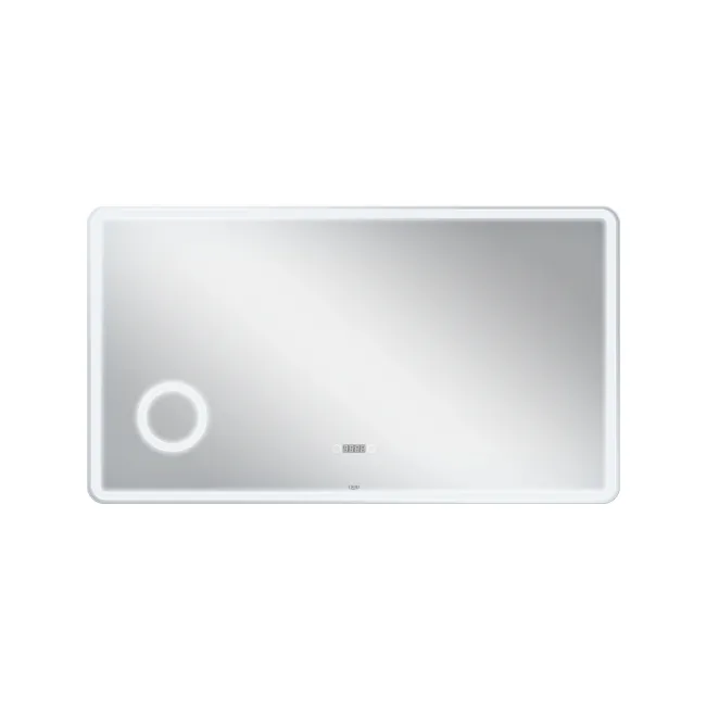 Дзеркало Qtap Crow 1200х700 з LED-підсвічуванням Touch, лінза, цифровий годинник, димер, рег. яскравості QT0578141670120W