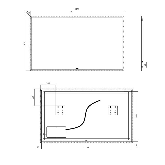 Дзеркало Qtap Tern 1200х700 з LED-підсвічуванням Sensor, QT1778140470120W 2 Дзеркало Qtap Tern 1200х700 з LED-підсвічуванням Sensor, QT1778140470120W 2
