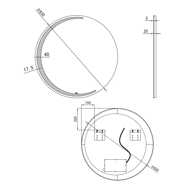 Дзеркало Qtap Robin R830 з LED-підсвічуванням, QT13782601W 2 Дзеркало Qtap Robin R830 з LED-підсвічуванням, QT13782601W 2