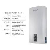 Водонагрівач електричний Thermo Alliance 100 л плоский вертикальний, мокрий ТЕН 2 кВт (0,8+1,2) DT100V20G(PD)/2
