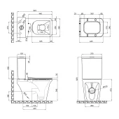 Унітаз-компакт Qtap Kalao безобідковий з сідінням Soft-close QT08221213AW