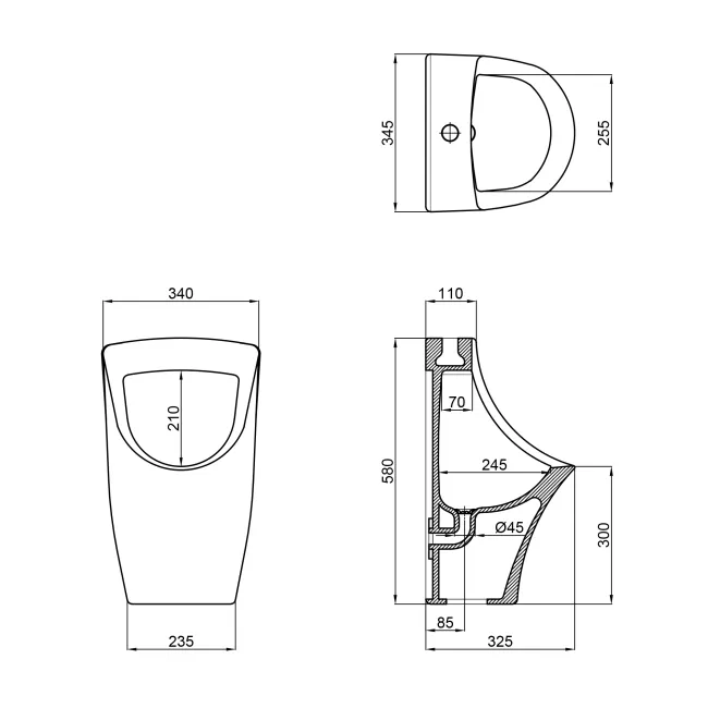 Пісуар підвісний Qtap Scorpio 350х325х580 White QT1488HDU580W 2 Пісуар підвісний Qtap Scorpio 350х325х580 White QT1488HDU580W 2