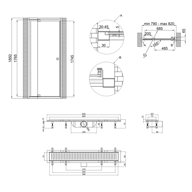 Набір Qtap двері в нішу Pisces WHI208-9.CP5 79-92х185 см, скло Pattern 5 мм + трап лінійний Qtap Dry FB304-600 з сухим закривом та нержавіючою решіткою 600х73 мм 2 Набір Qtap двері в нішу Pisces WHI208-9.CP5 79-92х185 см, скло Pattern 5 мм + трап лінійний Qtap Dry FB304-600 з сухим закривом та нержавіючою решіткою 600х73 мм 2