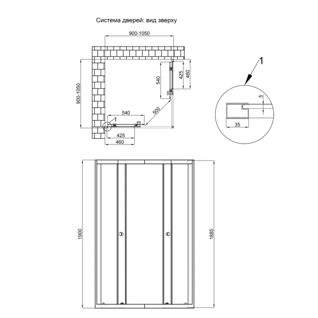 Душова кабіна Qtap Pisces BLA109-11SC5 90-105x90-105 см, скло Clear 5 мм без піддона 2 Душова кабіна Qtap Pisces BLA109-11SC5 90-105x90-105 см, скло Clear 5 мм без піддона 2