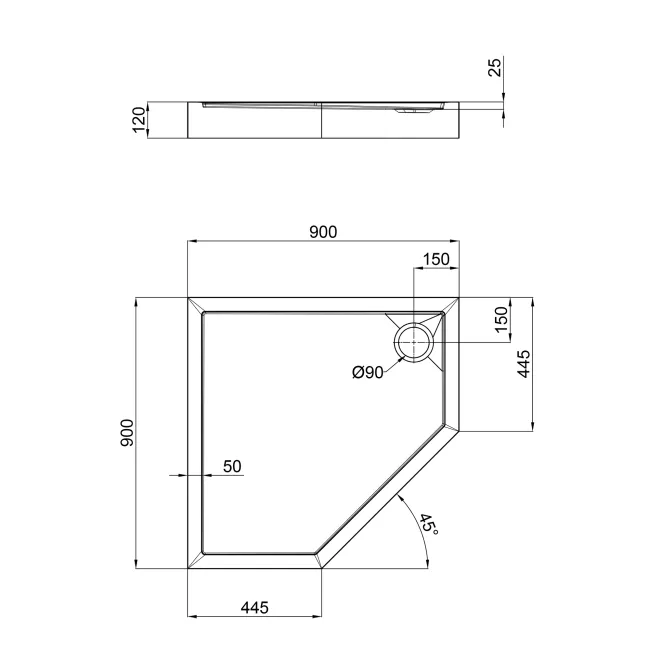 Душовий піддон Qtap Diamond 309912 90x90x12 см + сифон 2 Душовий піддон Qtap Diamond 309912 90x90x12 см + сифон 2