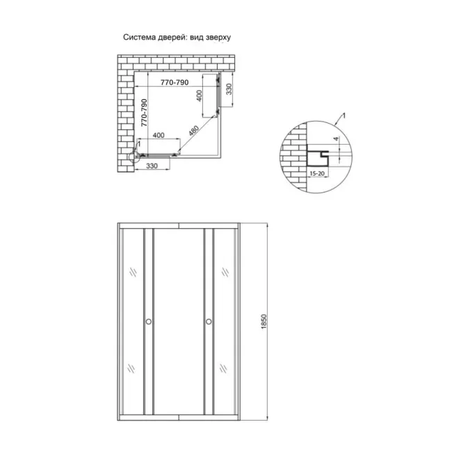 Душова кабіна Lidz Wawel SC80x80.SAT.LOW.GR, скло тоноване 4 мм без піддона 2 Душова кабіна Lidz Wawel SC80x80.SAT.LOW.GR, скло тоноване 4 мм без піддона 2