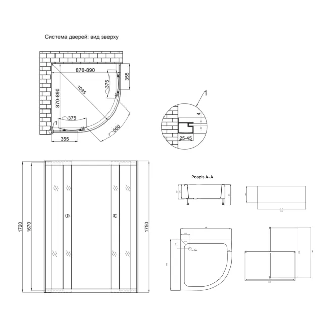 Душова кабіна Latwa SC90x90.SAT.MID.GR полукругла, скло тон. 4 мм + Душовий піддон KAPIELKA ST90x90x26, з панеллю Lidz 2 Душова кабіна Latwa SC90x90.SAT.MID.GR полукругла, скло тон. 4 мм + Душовий піддон KAPIELKA ST90x90x26, з панеллю Lidz 2