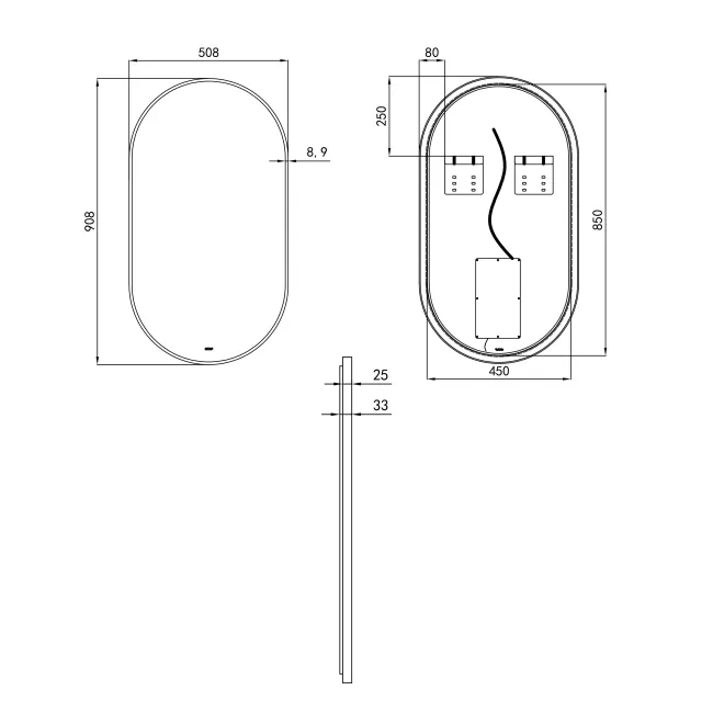 Дзеркало Qtap Scorpio 500х900 з LED-підсвічуванням, QT14787001B 2 Дзеркало Qtap Scorpio 500х900 з LED-підсвічуванням, QT14787001B 2
