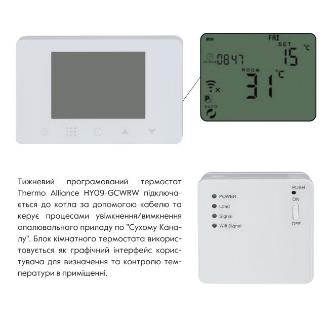 Thermo Alliance Безпровідний тиждневий термостат с WiFi HY09-GCWRW