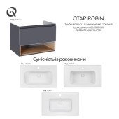 Тумба підвісна Qtap Robin 800х580х500 GRAPHITE/WHITISH OAK QT1374TPВ8002NGWO Тумба підвісна Qtap Robin 800х580х500 GRAPHITE/WHITISH OAK QT1374TPВ8002NGWO