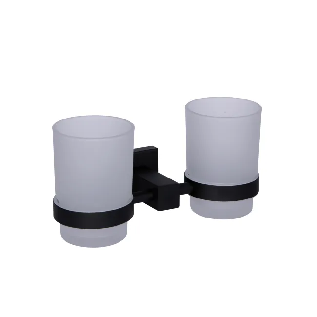 Склянка з тримачем Qtap Crow настінна подвійна QTST6201103B Black (Sklenka) Склянка з тримачем Qtap Crow настінна подвійна QTST6201103B Black (Sklenka)