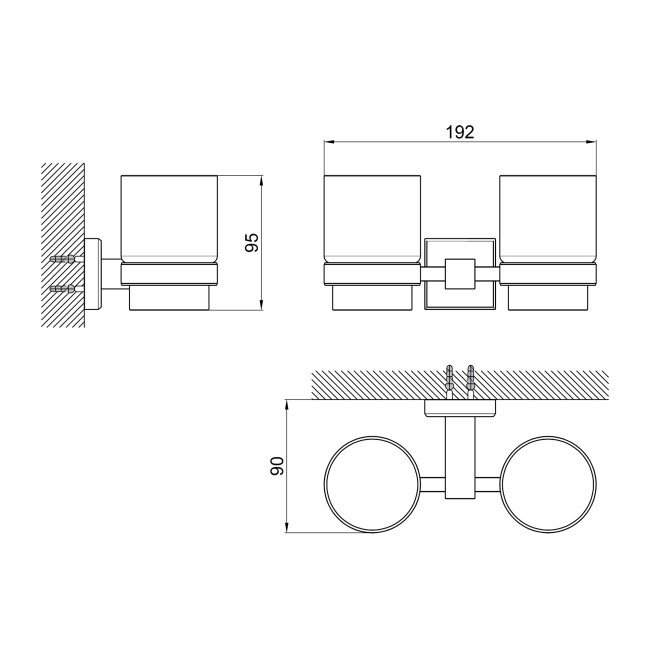Склянка з тримачем Qtap Crow настінна подвійна QTST6201103B Black (Sklenka) 2