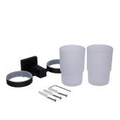 Склянка з тримачем Qtap Crow настінна подвійна QTST6201103B Black (Sklenka) Склянка з тримачем Qtap Crow настінна подвійна QTST6201103B Black (Sklenka)