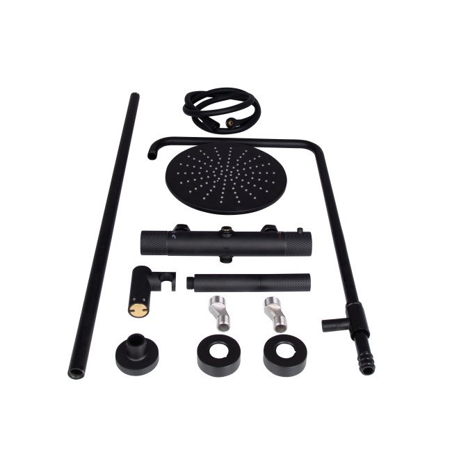 Душова система універсальна Qtap Brno термостатична на два споживача QTBRN5769103ONB Black Matt Душова система універсальна Qtap Brno термостатична на два споживача QTBRN5769103ONB Black Matt