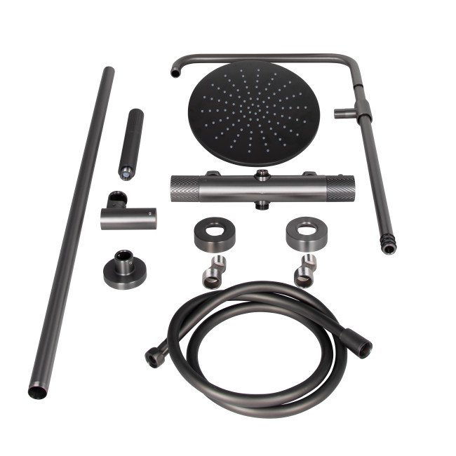 Душова система універсальна Qtap Brno термостатична на два споживача QTBRN5769103ONK Gunmetal Black PVD Душова система універсальна Qtap Brno термостатична на два споживача QTBRN5769103ONK Gunmetal Black PVD