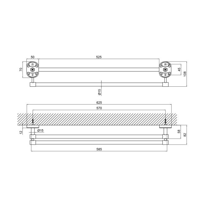 Тримач для рушника Lidz Oreo 0102 подвійний LDORE0102CRM22082 Chrome 2