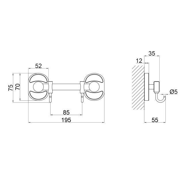 Тримач для рушника Lidz Oreo 0802 2 гачка LDORE0802CRM22173 Chrome 2
