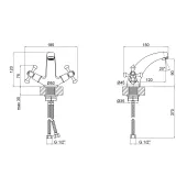 Змішувач для раковини Lidz Lamb 161F двохвентильний LDLAM161FCRM35446 Chrome