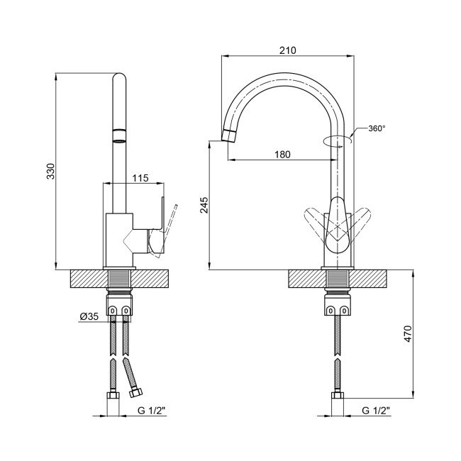 Змішувач для кухні Lidz Vida 015F (k35) LDVID015FNKS43355 Nickel 2