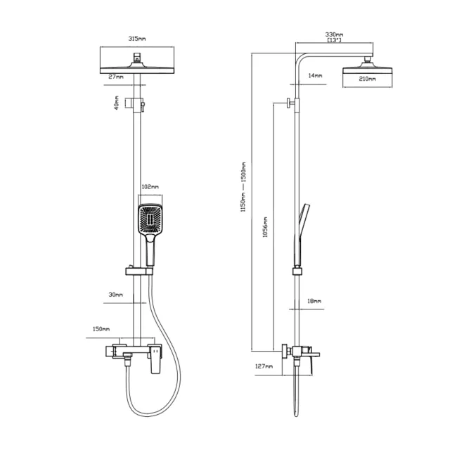 Душова система Qtap Gemini 51103KNC
