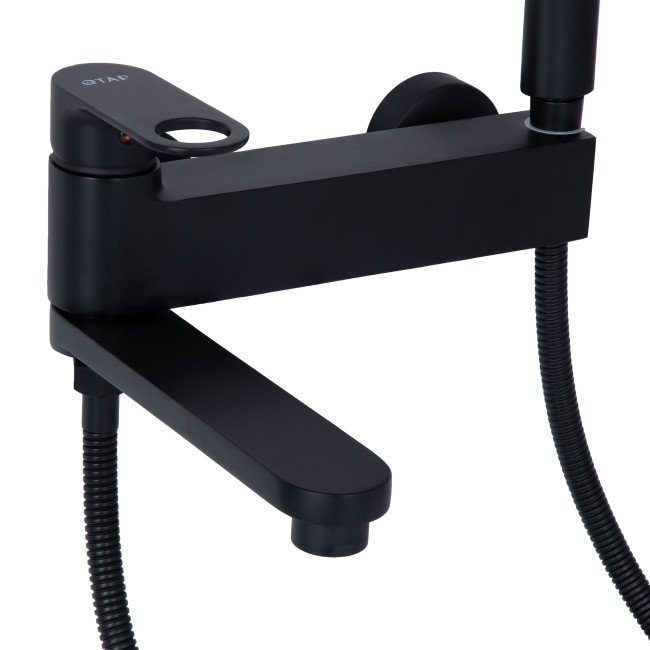 Змішувач для ванни Qtap Jay з поворотним виливом (з душовим гарнітуром) QTJAY260BLM45548 Black Matt Змішувач для ванни Qtap Jay з поворотним виливом (з душовим гарнітуром) QTJAY260BLM45548 Black Matt