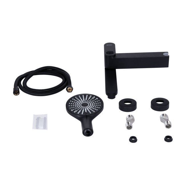 Змішувач для ванни Qtap Jay з поворотним виливом (з душовим гарнітуром) QTJAY260BLM45548 Black Matt Змішувач для ванни Qtap Jay з поворотним виливом (з душовим гарнітуром) QTJAY260BLM45548 Black Matt