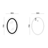 Дзеркало Lidz Vida 700х500 з LED-підсвічуванням Touch, з антизапотіванням, з димером, рег. яскравості LD78LF5070