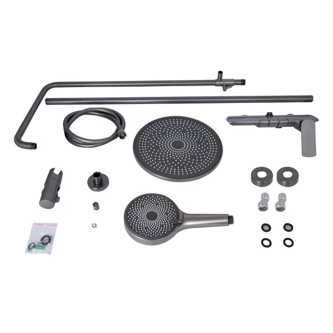 Душова система універсальна Qtap Slavonice на три споживача (з виливом) QTSLA111GMB45905 Gunmetal Black PVD