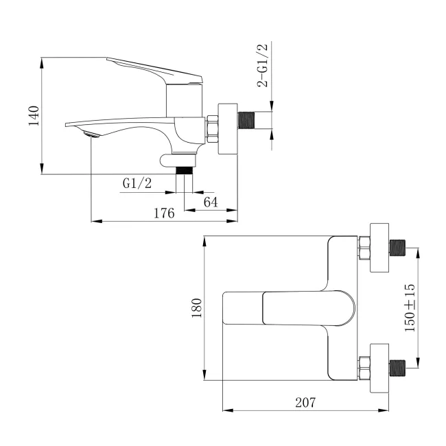 Змішувач для ванни Qtap Vlasta New (з душовим гарнітуром) QTVLA259CRM45642 Chrome 2 Змішувач для ванни Qtap Vlasta New (з душовим гарнітуром) QTVLA259CRM45642 Chrome 2